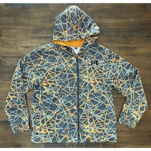 Under Armour Orange/Gray Abstract Print All Over Full Zip Hooded Jacket Youth L